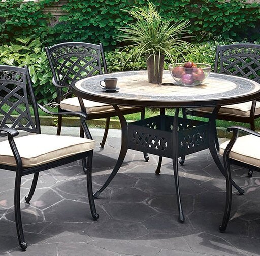 Stone top deals patio dining table